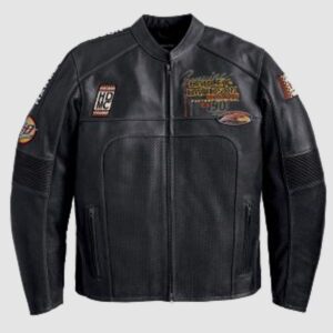 Harley Davidson Men Regulator Perforated Black Leather Jacket