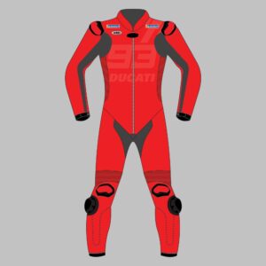 Marc Marquez Red Motorcycle Leather Suit Winter Test 2024