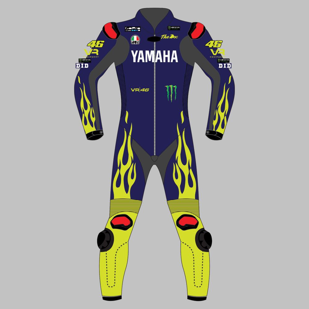Valentino Rossi Blue Yamaha Motorcycle Race Leather Suit MotoGP 2024