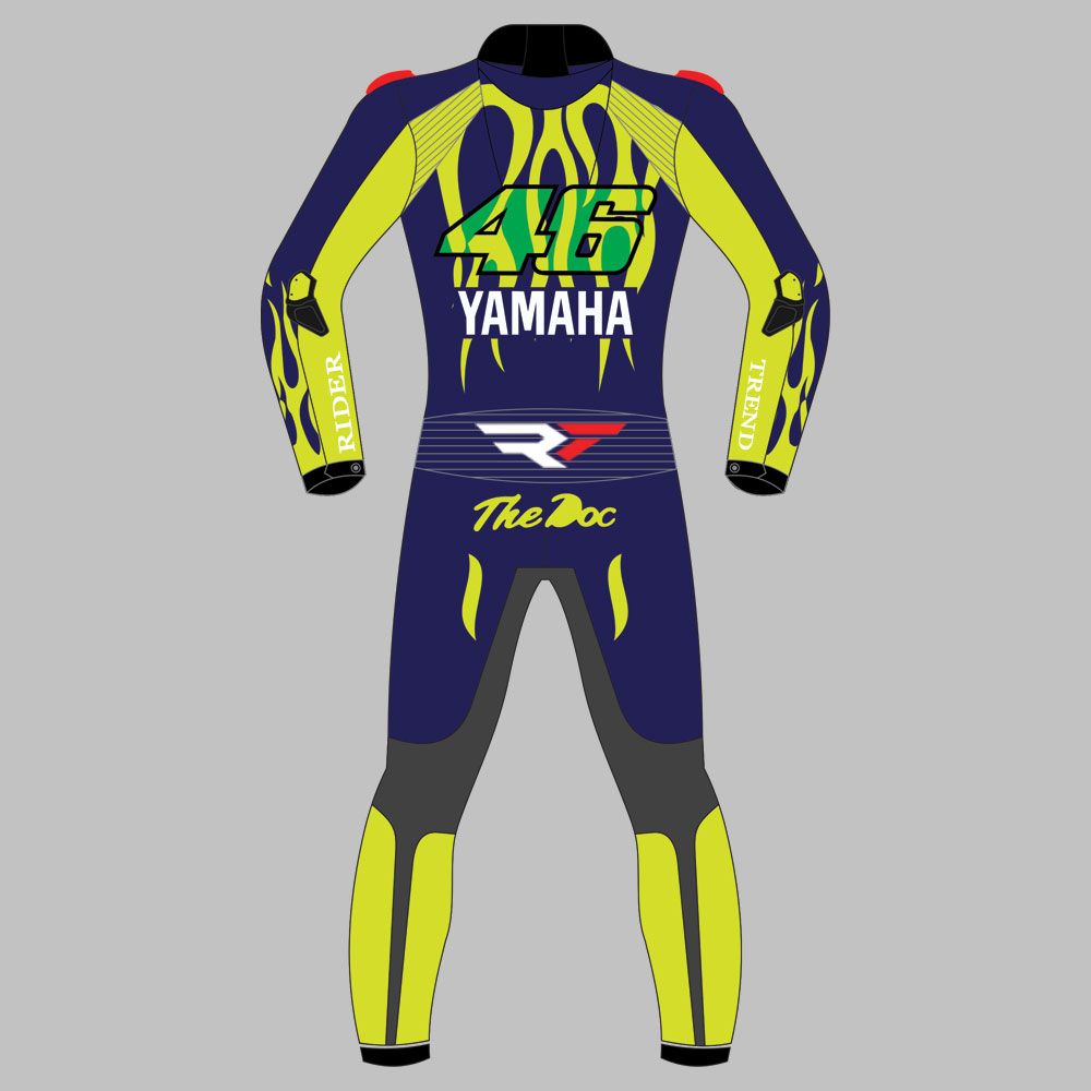 Valentino Rossi Blue Yamaha Motorcycle Race Leather Suit MotoGP 2024 - Image 2