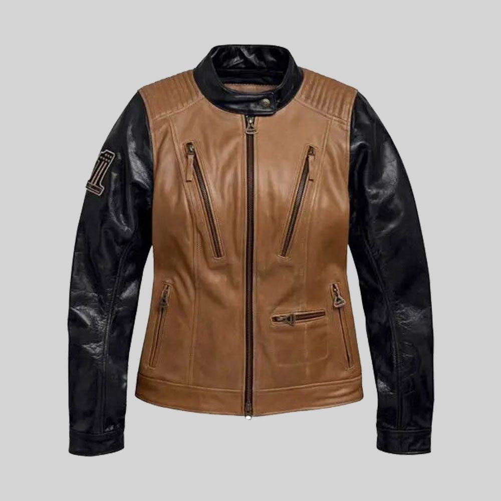 Women’s Colorblocked Leather Jacket